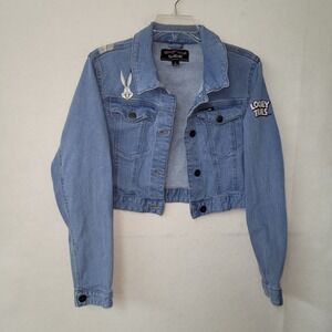 Looney Tunes Members Only‎ Denim Jacket Bugs Bunny Womens Junior Large Cropped